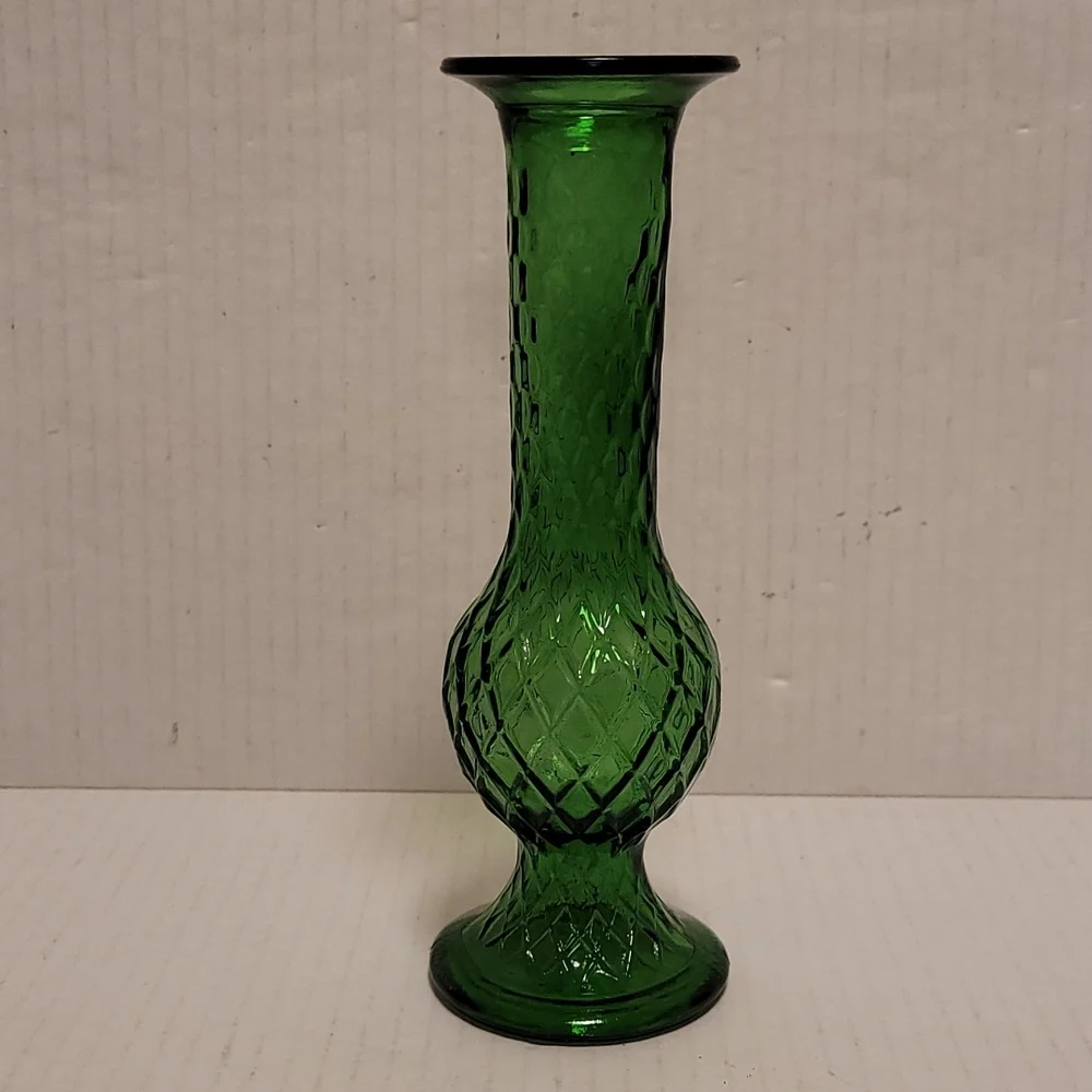 Vintage E.O. Brody Co. Green Glass Bud Vase